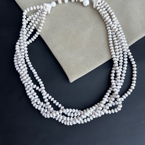 Vintage Milk glass Beaded Necklace - Picture 6 of 9
